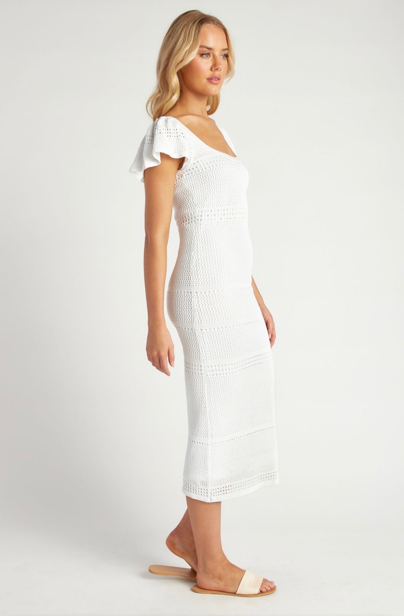 Strap Textured Knot Midi Dress