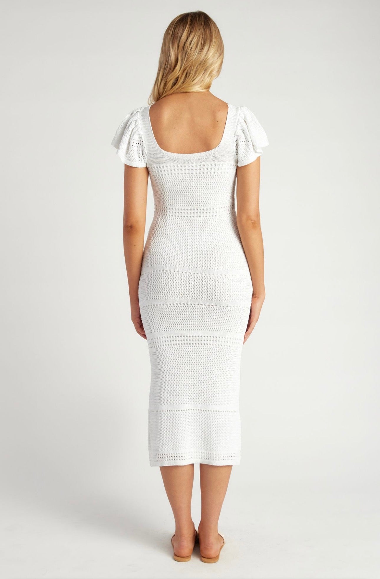 Strap Textured Knot Midi Dress